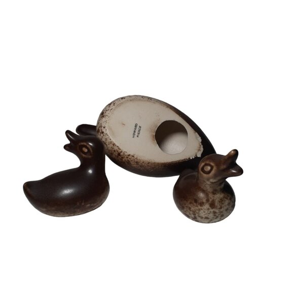 Howard Pierce Ducks Mama and Ducklings Brown Spotted 3 pc California Pottery - Picture 9 of 15